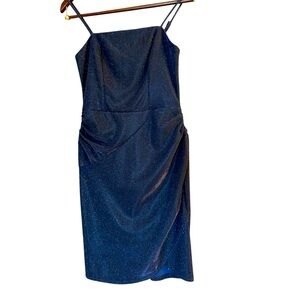 Elegant Navy Blue Short Glitter Dress